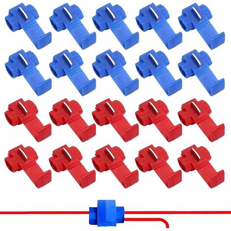 40 Connecteur Electrique Rapide Verrouillage Écossais Rouge 0.5-1.0Mm² Bleu 0.75-2.5Mm² Pour Fils (1/5)