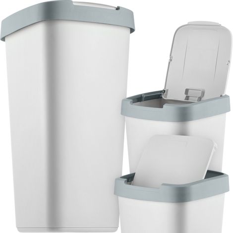 KADAX Abfalleimer 25 l, mit Schwingdeckel, für Recycling, Kunststoff, robust, dunkelgrau (1/5)