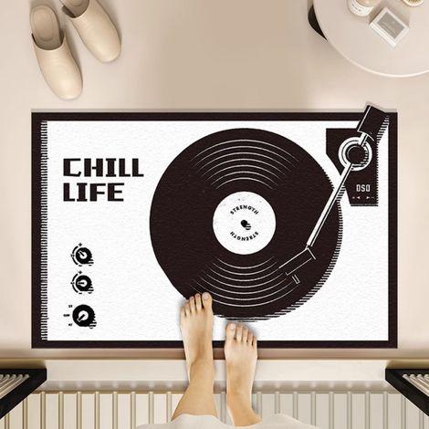 Ede Disque vinyle - 6 4060cm (terre de diatomées) Tapis de sol rétro en terre de diatomées, inspiré des cassettes audio et des disques vinyles. Tapis de salle de bain antidérapant, tapis de porte de s (1/5)