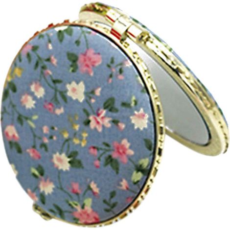 Miroir de poche vintage floral rond pliable double face miroir de maquillage en métal pour porte-monnaie