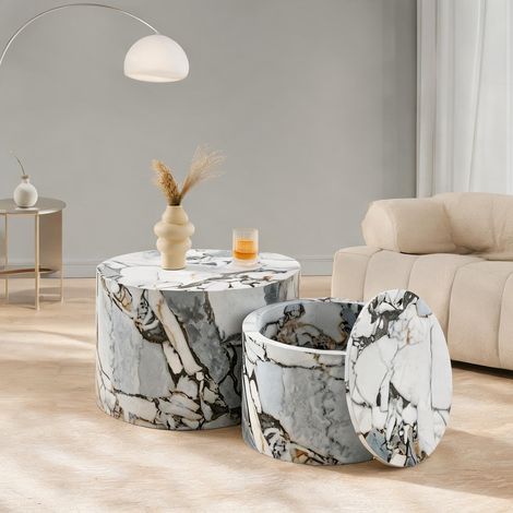 Table basse coloris blanc en MDF 62,8 x 62,8 x 35 cm (1/5)