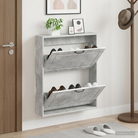 vidaXL Wall-Mounted Shoe Cabinet UTRECHT 71 x 17 x 86 cm Concrete Grey (1/5)
