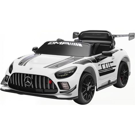 Kinder-Elektroauto mit 2,4-GHz-Eltern-Fernbedienung, Kunststoff, 12-V-Akku, 2 Motoren, LED-Scheinwerfer und Musik, 115 x 66 x 44 cm, Weiß (1/5)