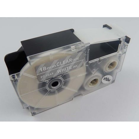 vhbw Label Tape compatible with Casio KL-300, KL-70E, KL-60, KL-7000, KL-7200 Label Printer 8m x 18 mm, White on Transparent, pet+ RESIN (1/2)