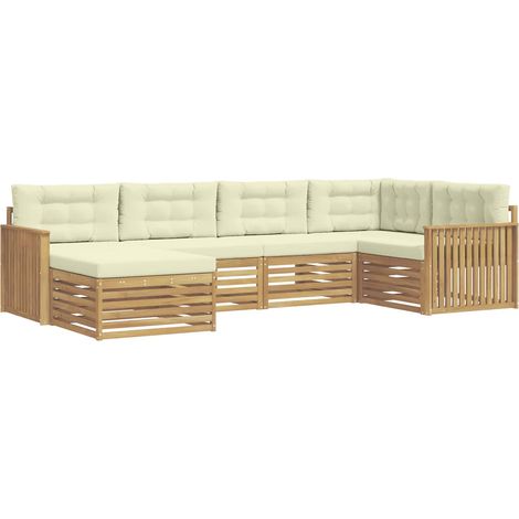 Ensemble de canapés d'extérieur 6 pc Blanc et crème Polyester vidaXL (1/5)