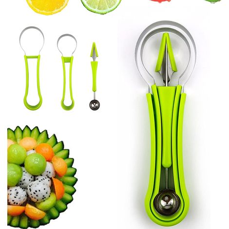 Juego de herramientas JSSEVN 4 en 1 para tallar frutas: cuchara para fruta, cuchara para sandía, pelador de melón. (1/5)