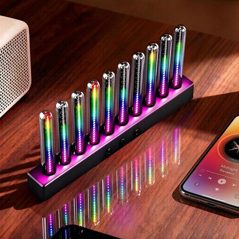 Visualiseur audio à 10 tubes – RGB – Activation sonore – Rechargeable – Spectre musical – Décoration intérieure de voiture et de salle de jeux (1/5)