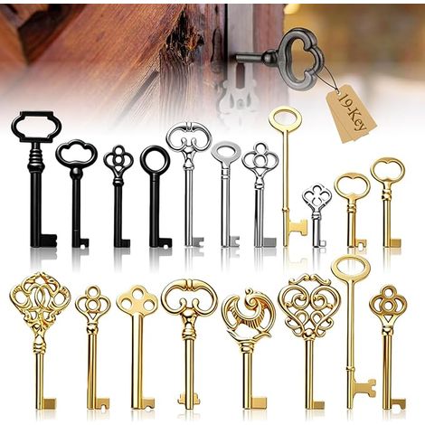 Skeleton Key Vintage Key for Old Cabinet Lock Multi-styles suitable for antique furniture drawers cabinets clocks decoration and collection (1/5)