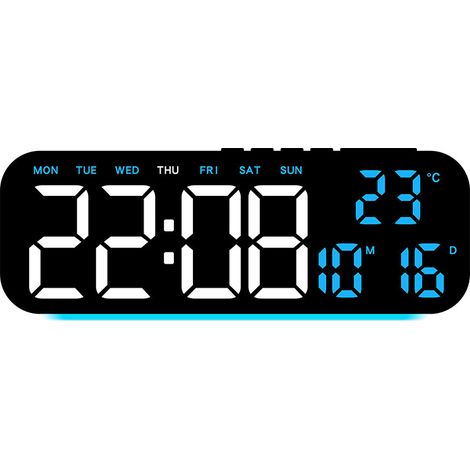 Réveil numérique, horloge de chevet, 4 niveaux de luminosité, veilleuse d'ambiance, double alarme, minuteur, alimentation USB pour les grands dormeurs (1/5)