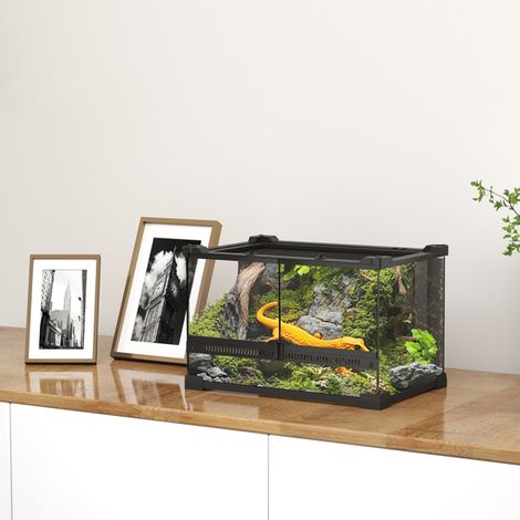 Natural Rock Reptile Terrarium Background with Ventilated Top, Waterproof Base, and Hassle-Free Installation for Easy Setup