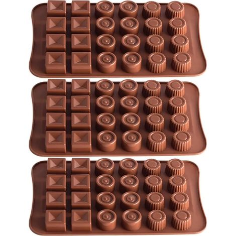 Silikon-Schokoladenformen, Pralinenbackformen, dreiteiliges Schokoladenform-Set, flexible Backformen (1/3)