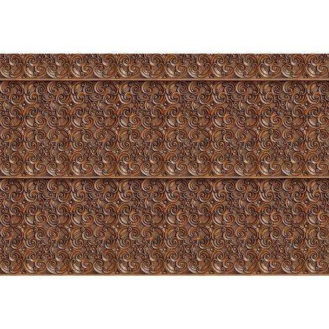 Papier peint panoramique imitation bois | Tapisserie panoramique salon boiserie élégante | Papier peint panoramique chambre marron - 270 x 400 cm (4 pièces) (1/2)