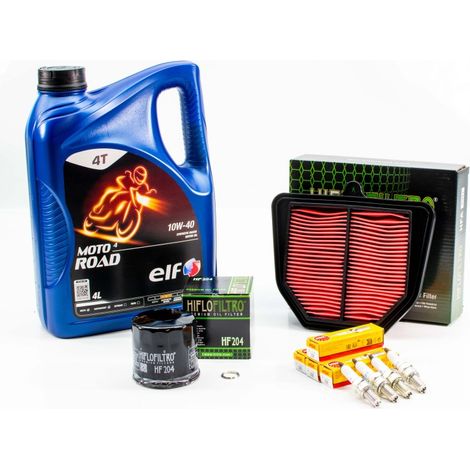 Kit Révision Filtres Bougies pour YAMAHA FAZER FZ8 S de 2011 à 2015 - ELF MOTO 4 ROAD 10w40 4L