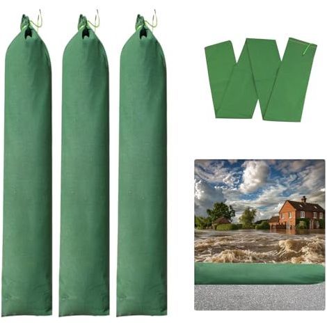 [NIEMALS VERWENDET] 3 Stück 215x19CM Hochwasserschutz Sandsack,Wiederverwendbare Silosandsäcke, Sandsäcke Hochwasser,Silosäcke mit Elastischen Band für Überflutung Regen Wasserkontrolle