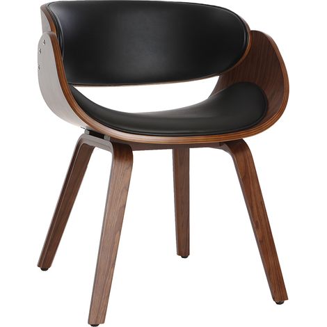 Silla negra y madera oscura nogal BENT (1/4)