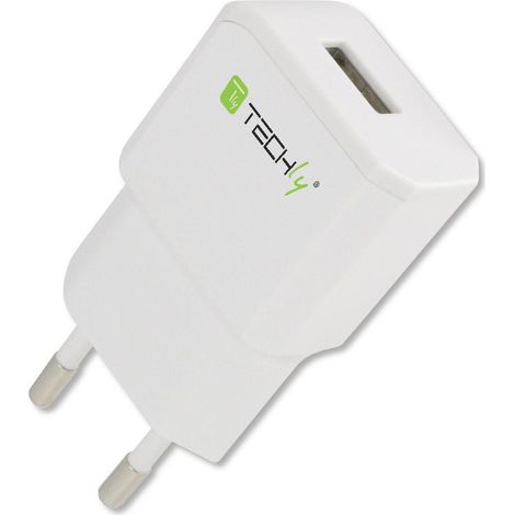 Techly Alimentatore da Rete Italiana 1 porta USB 5V/2.1A Bianco (1/3)