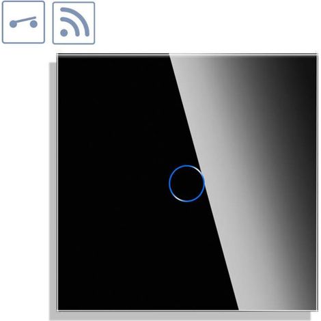 Interruptor / Conmutador táctil + WiFi KOOB frontal cristal negro (1/4)