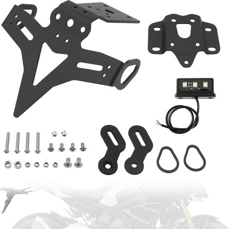 Support De Plaque Moto pour Mt-07 2018-2023/Mt-07 2014-On/Fz-07 2018-2023/Fz-07 2014-On Support Plaque Moto Porte Plaque Immatriculation RéGlable avec Feu ArrièRe (1/5)