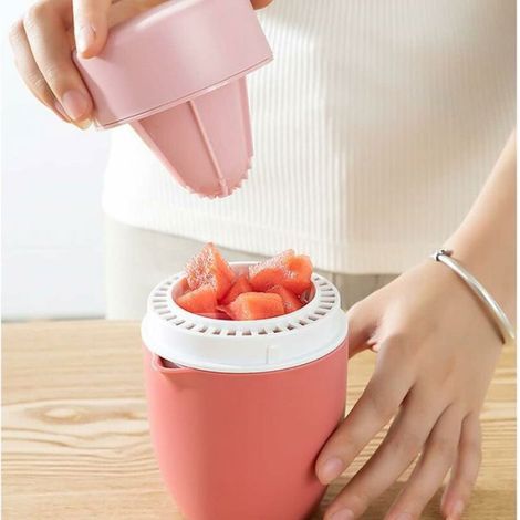 Presse Agrume Manuel - Forme Citron - Rose - Pour Oranges Limes Pamplemousse - 1 Pièce (1/4)