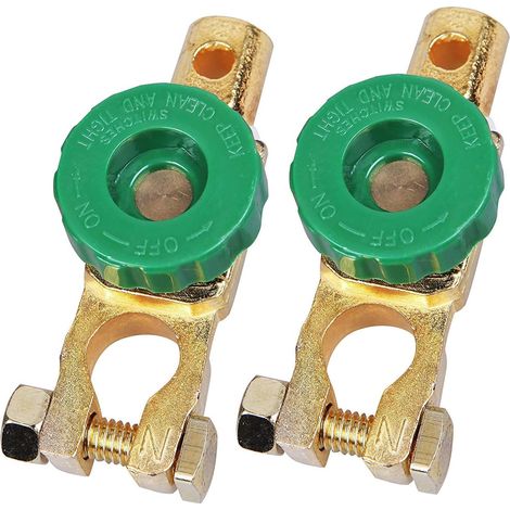 Lot de 2 Isolateur Batterie Electrique Interrupteur Terminal Connexion, Cosse Batterie Bornes Pour Déconnecter le Terminal Universel de Votre Voiture, Van, Bateau, Vert (1/5)