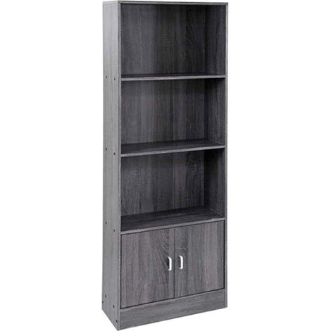 (2c)Libreria 3 ripiani 2 ante colre grigio 60x24xh.170 cm (1/2)