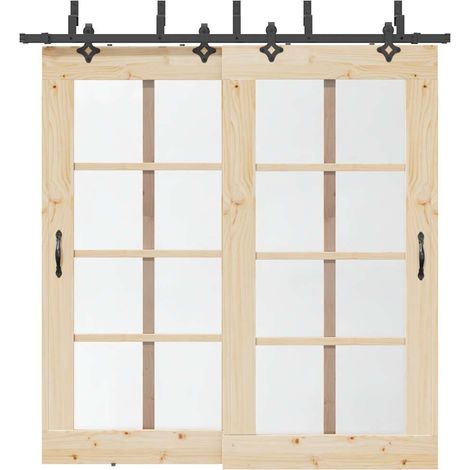Schiebetürbeschlag-Set 213,5 cm Stahl Schwarz