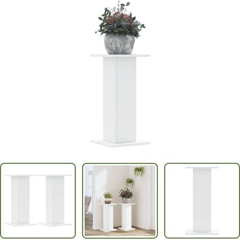 Support de pot - Supports pour plantes 2 pcs blanc 30x30x60 cm bois d'ingénierie (1/5)