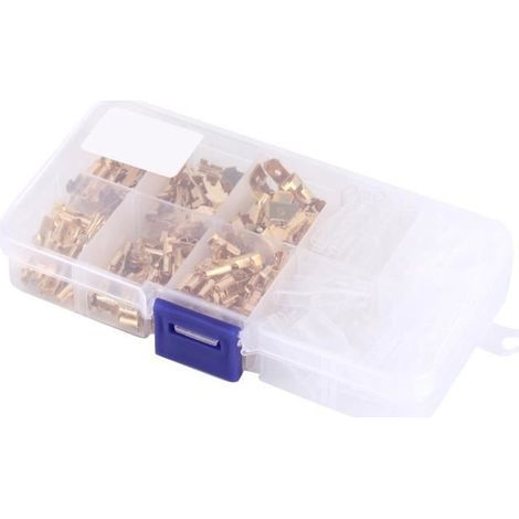 SALALIS 210pcs Wire Terminals, Insulated Gold Male and Female Terminals, Electrical Wire Connectors, 2.8/4.8/6.3mm, Self-Tapping Crimp Terminals (1/4)