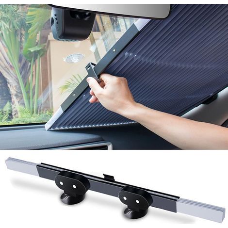 Pare-Soleil Rétractable Pare-Brise Avant - Protection UV 99 % - Ventouse Intégrée - 65 cm - 1 Pièce