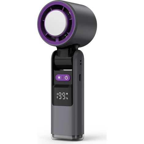 Ventilateur portatif multifonction avec refroidissement à glace, ventilateur turbo pliable avec plaque de refroidissement instantané et lumière LED, ventilateur rechargeable 4000 mAh 199 (Noir) (1/5)