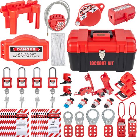VEVOR 42-teiliges Lockout-Tagout-Kit, elektrisches LOTO-Sicherheits-Set mit Vorhängeschlössern, 5 Lockout-Arten, Haspen, Anhängern & Kabelbindern für Industrie & Maschinen