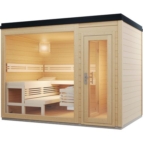 Infraworld Gartensauna CASA 2 Außensauna Massiv mit Vorraum 215,6 x 328,6 cm
