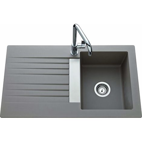 Évier de cuisine 1 bac blanc 860x500x195mm – Sous-meuble 45cm – Matière Naturalite – Pour espaces confinés – Js Schock (1/6)