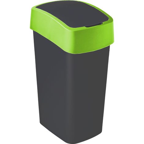 CURVER POUBELLE FLIP BIN 50 L EN PLASTIQUE NOIR/VERT 35 X 25 X 10 CM KETER 02172-847-00