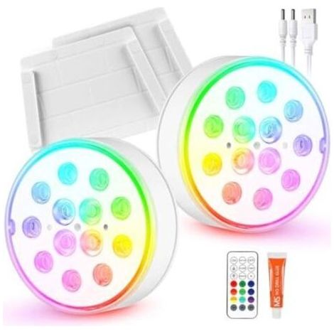 Éclairage de piscine rechargeable sous-marin avec télécommande 2 pièces lumières de piscine multicolores changeantes éclairage d'étang lumière sous-marine éclairage de piscine RVB étanche pour vase d'