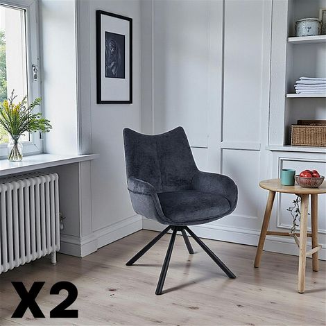 Chaise pivotante bleue à accoudoirs (lot de 2) IENA (1/4)