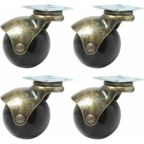 Lot de 4 roues pivotantes à 360 degrés diamètre 40 mm roue à billes vintage pour meubles (1/5)