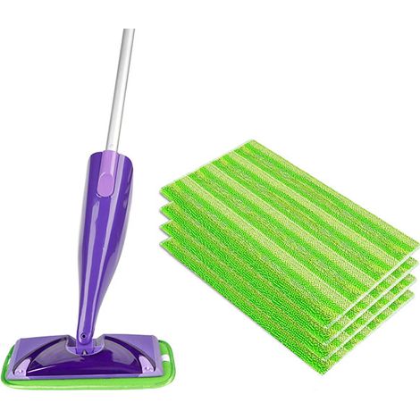 adaptées pour Swiffer Wet Jet 12 pouces tampon de vadrouille en microfibre tête remplacement humide et sèche 4 pièces Vert (1/5)