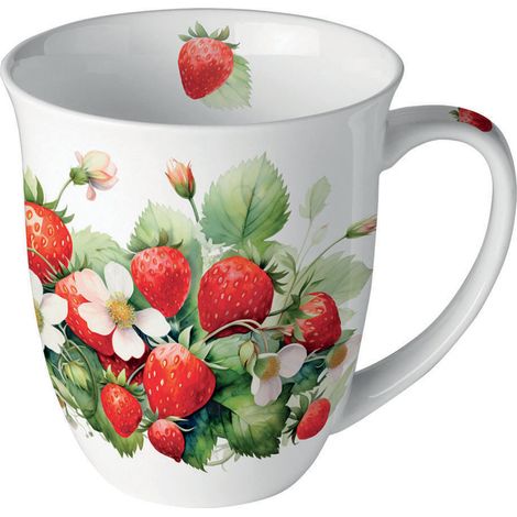 Mug fraises en porcelaine fine 400 ml