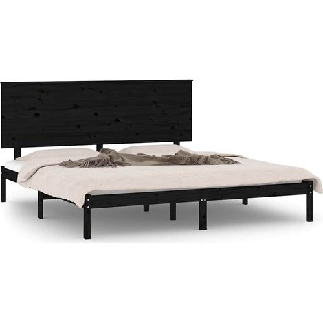 Maison Exclusive - Massivholzbett Schwarz Kiefer 200x200 cm (1/5)