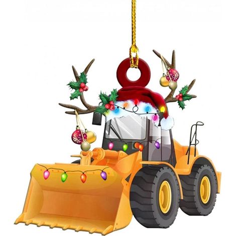 1 Pendentif sapin de Noël, motif véhicule, camion pompier, bateau, excavatrice, décoration bois, suspension facile, cadeau enfant (1/4)