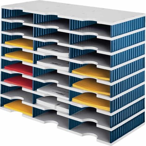 Range de tri à 3 compartiments 24 sections H573xL723xP331mm Polystyrène gris/bleu (1/3)