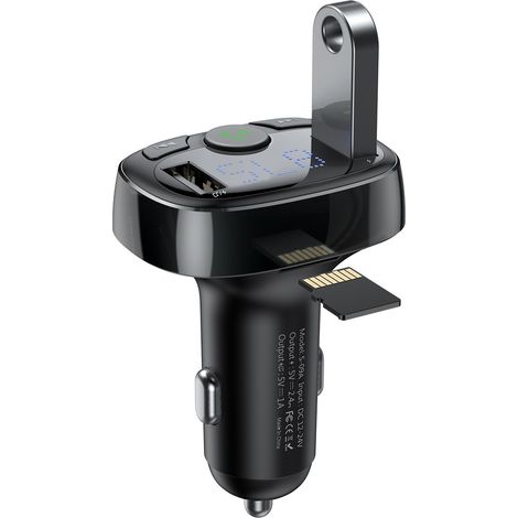 Trasmettitore FM Bluetooth TF SD Card Caricabatterie per auto 2x USB Nero (1/5)