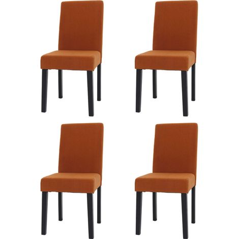 Lote de 4 sillas de comedor Littau, silla de cocina respaldo alto, tela/textil cuerda madera, terracota, patas oscuras (1/5)
