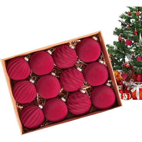Ornements Flockés 12 Pièces de Décorations Incassables Boules de Noël en Velours de 5,8 cm pour Sapin Décorations Vacances Hiver Maison Salon Porche Jardin Ferme Fête Maison (1/5)