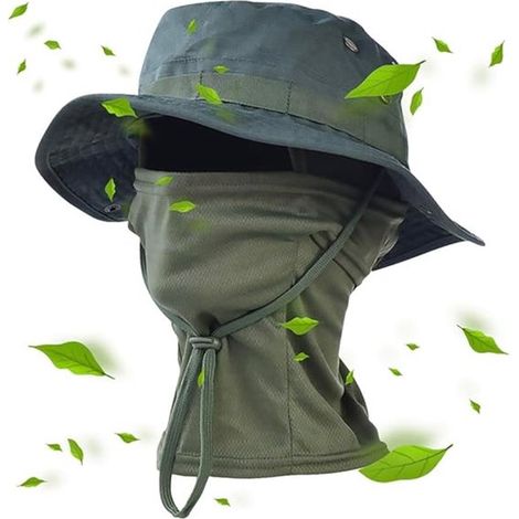 Kühlende Sturmhaube, Gesichtsmaske, Sonnenhut, breitkrempiger Buschhut, faltbar, UV-Schutz, Anglerhut, Outdoorhut (2) (1/4)