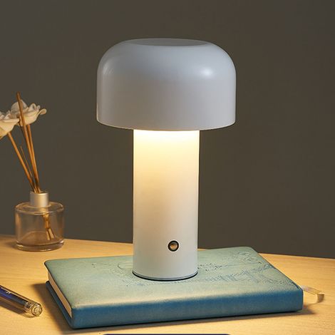 Lampe de table champignon, trois couleurs de LED, intensité lumineuse réglable, veilleuse pour chambre à coucher, blanche. (1/5)