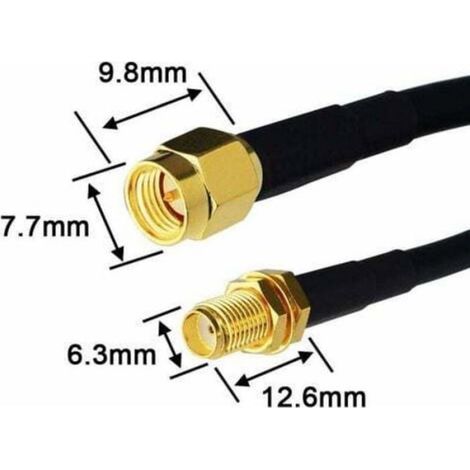 Câble SMA câble d'extension câble coaxial SMA mâle à SMA femelle 10 mètres, rallonge antenne WLAN radio WiFi (1/4)