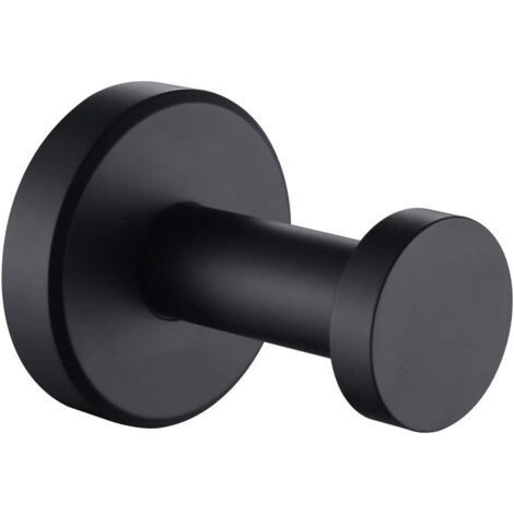 Matte Black Stainless Steel Towel Hook – Modern Design – Simple Installation – For Bathroom and Kitchen – Dimensions 48x58x48mm (1/5)