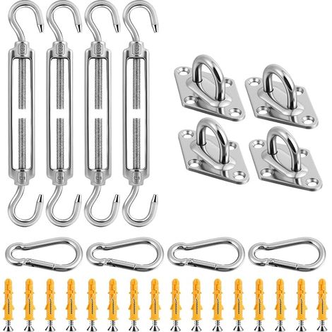 M5 Stainless Steel Cable Tensioner, Fixing Kit for Garden Canopy, Wire Tensioner Hook and Hook, Adjustable Versatile Tensioner Turnbuckle for Sun Visor, Clothes Drying, Tent (1/5)